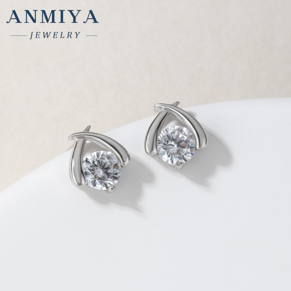 Sterling Silver Intersect Zc Stone Collarbone Diamond Necklace Shine Earrings Set 925 Silver for Women