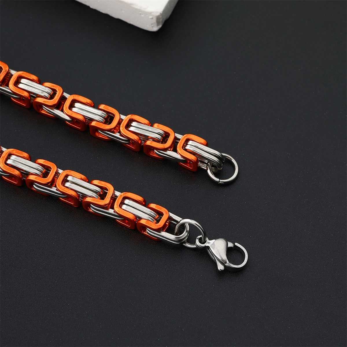 D Z Colorful Premium Stainless Steel Cuban Chain Bracelet For Men Design 6MM Hip Pop Byzantine Chain Bracelet Jewelry W250606