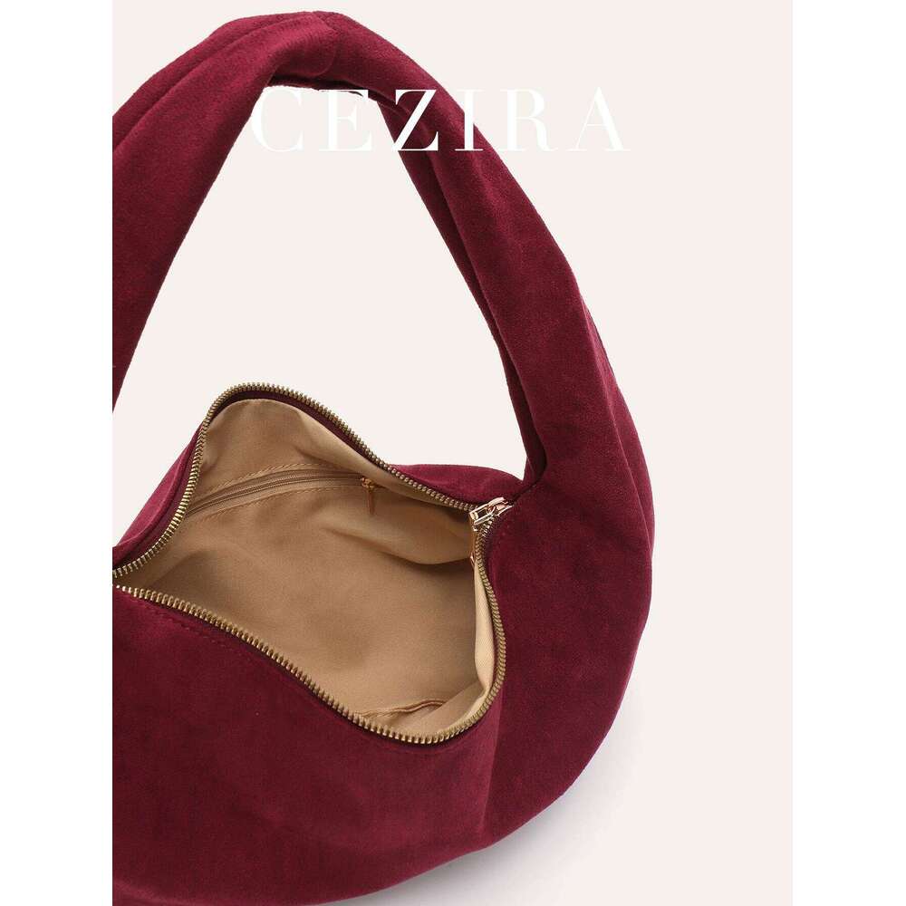 CR Minimalist Simple Hobo For Women Faux Suede Fabric Underarm Shoulder Bag Lightweight Elegant Casual Daily Handbag Versatile