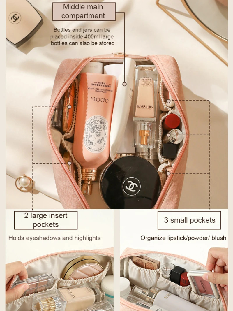 Makeup Organizer Female Toiletry Kit Bag Make Up Case Storage Pouch y Lady Box Cosmetic For Travel Zip 250605