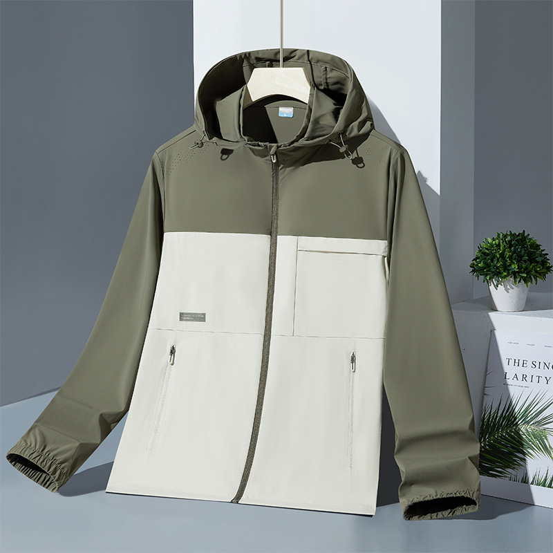 Ddmyoutdoor New Stand Up Collar Detachable Hat Sunscreen Clothes Men S High Stretch Ice Silk Windcoat Coat Work LG Jogging Suit