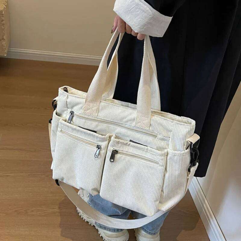 Female Large Capacity Corduroy New Korean Style Fashion Women Shoulder Crossbody Bag Worker Commuter Tote Handlebag MASA