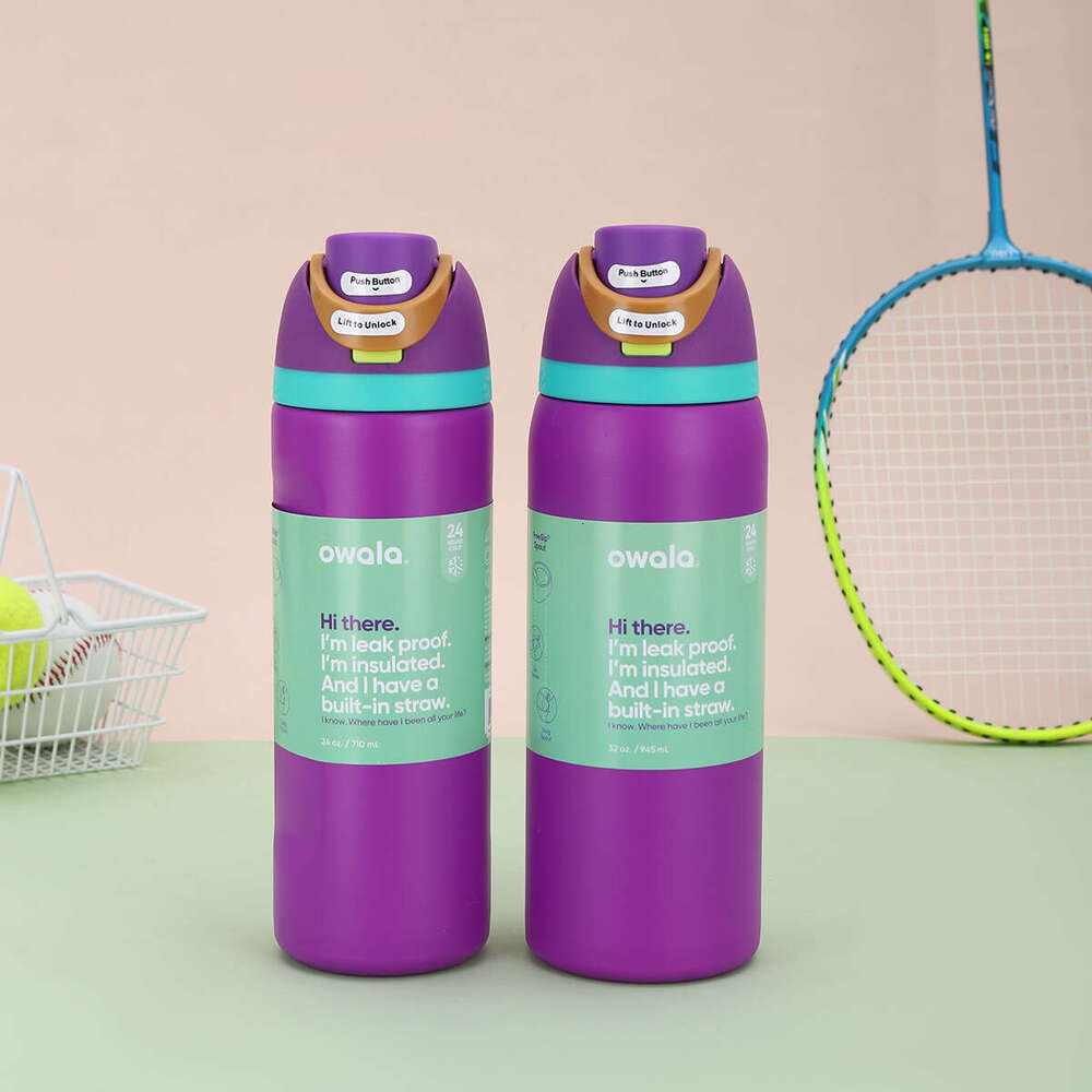 New double-layer vacuum insulated stainless steel water cup, outdoor sports water bottle, portable straw cup, kettle