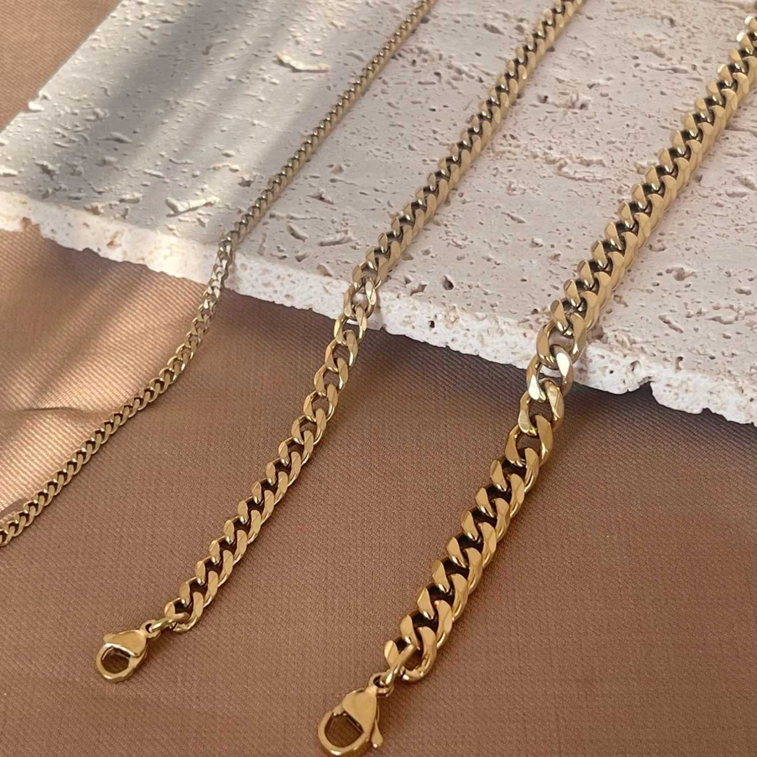 Mariasz Minimalist Trendy Cuban Chain Bracelet Classic Stainless Steel 3/5/7mm Width Chains Bracelets For Men Women Jewelry Gift W250606