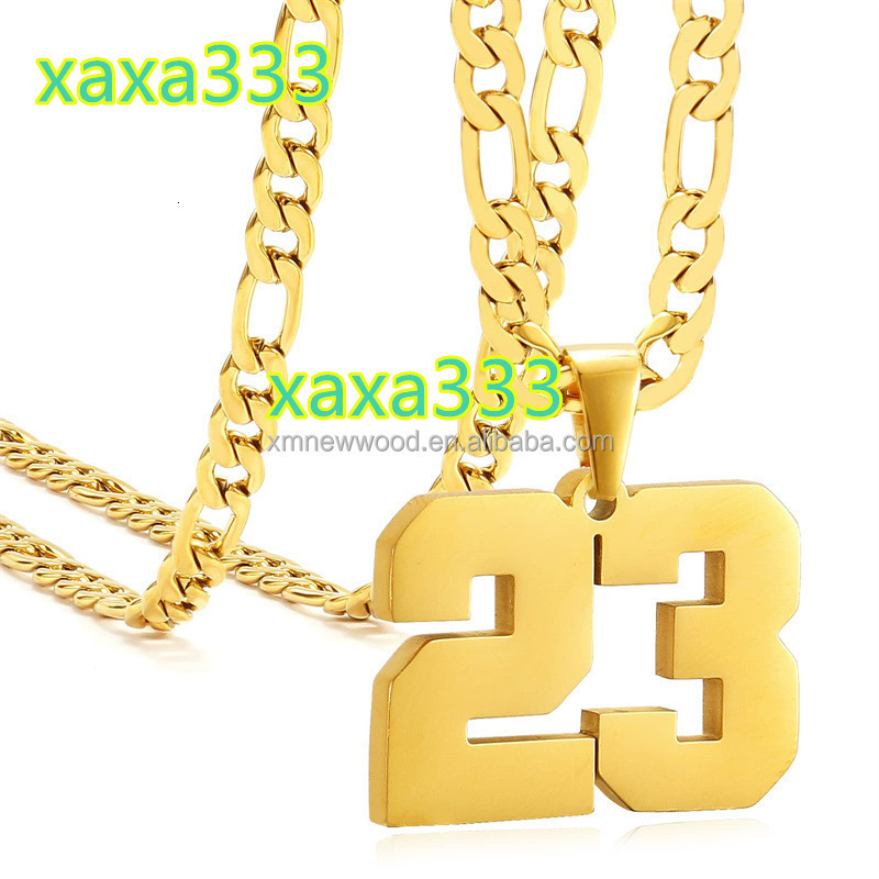 Mens Stainless Steel Sports Digital Necklace Athletes-Inspired Jewelry Pendants for Baseball Football-Fashionable for Children