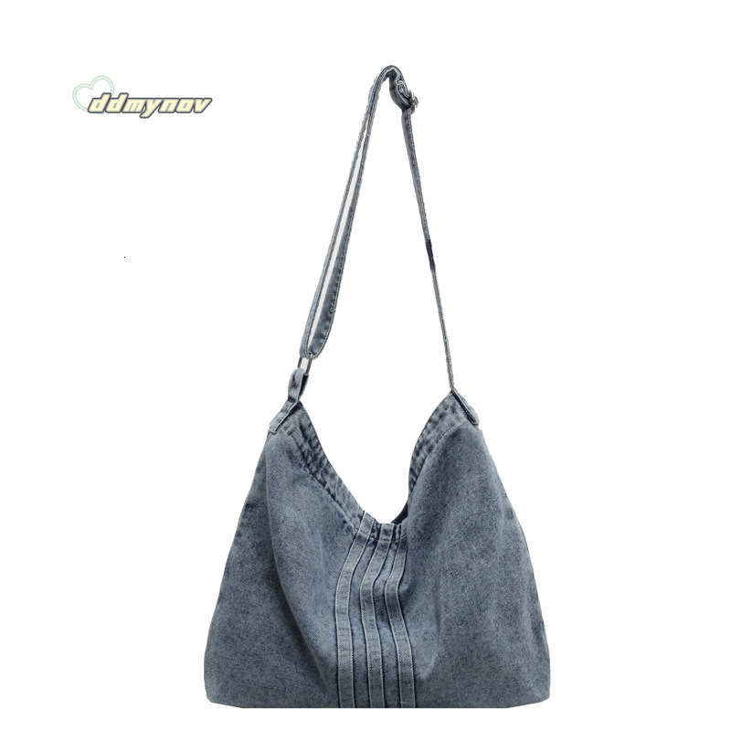 Casual Style Washed Denim for Women 2025 New Literary Canvas Shoulder Large Capacity Tote Bag ddmynov