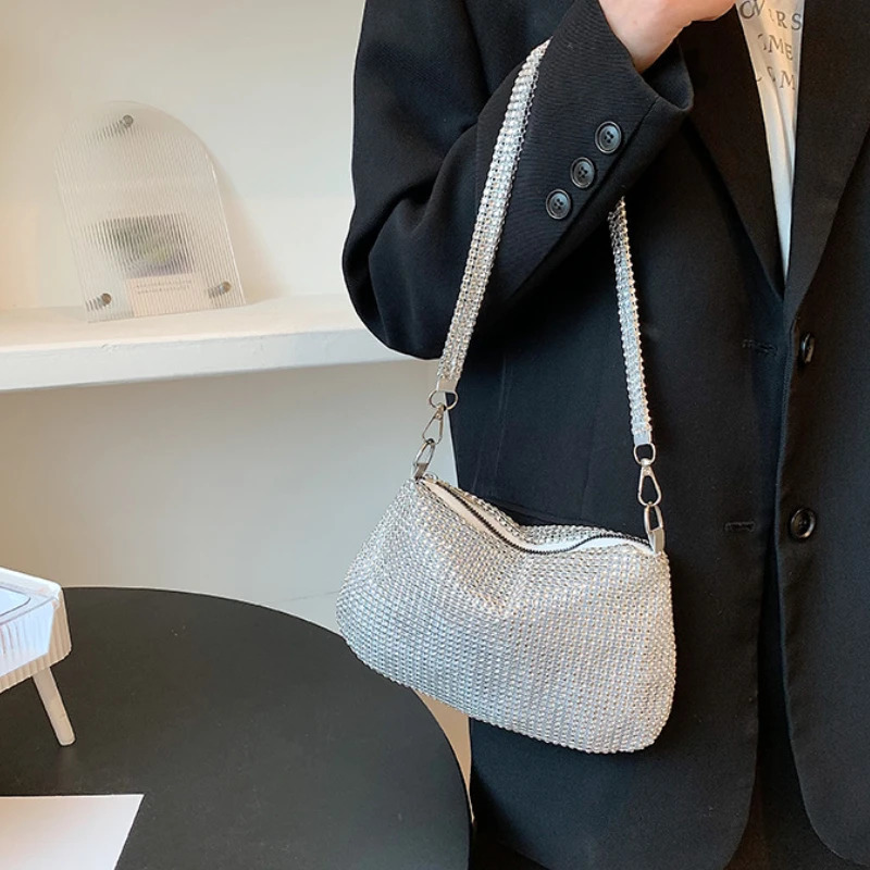 Fashion Rhinestones Evening Clutch Bag Shiny Crystal Female Dinner Party Wedding Purses Handbag Shoulder Underarm Bags 250605