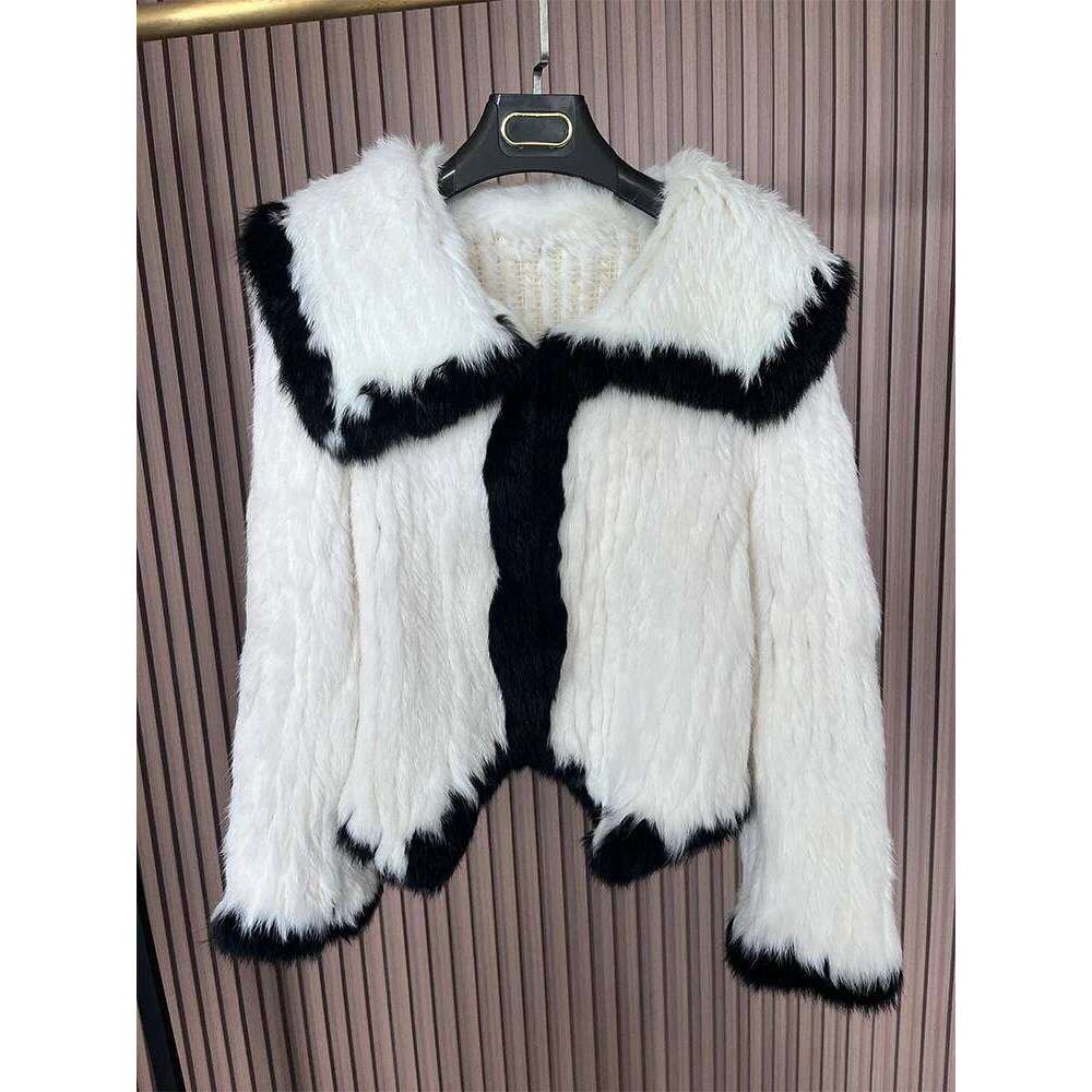 2024 New Natural Rabbit Coats Women's Real Fox Fur Knitted Jackets Woman Clothing