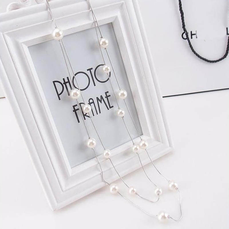 Long Double Layer Simulated Pearl Necklace Women Sweater Chain Female Collares Statement Jewlery Wholesale 2025 y250519