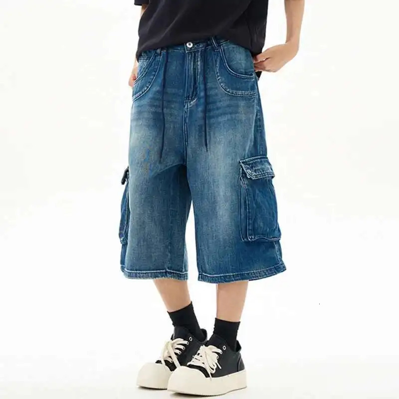 IEFB Denim Shorts Mens Summer Thin American Washed Loose Multi Pockets Men Streetwear Trend Short Jeans Stylish 9W1126 250530