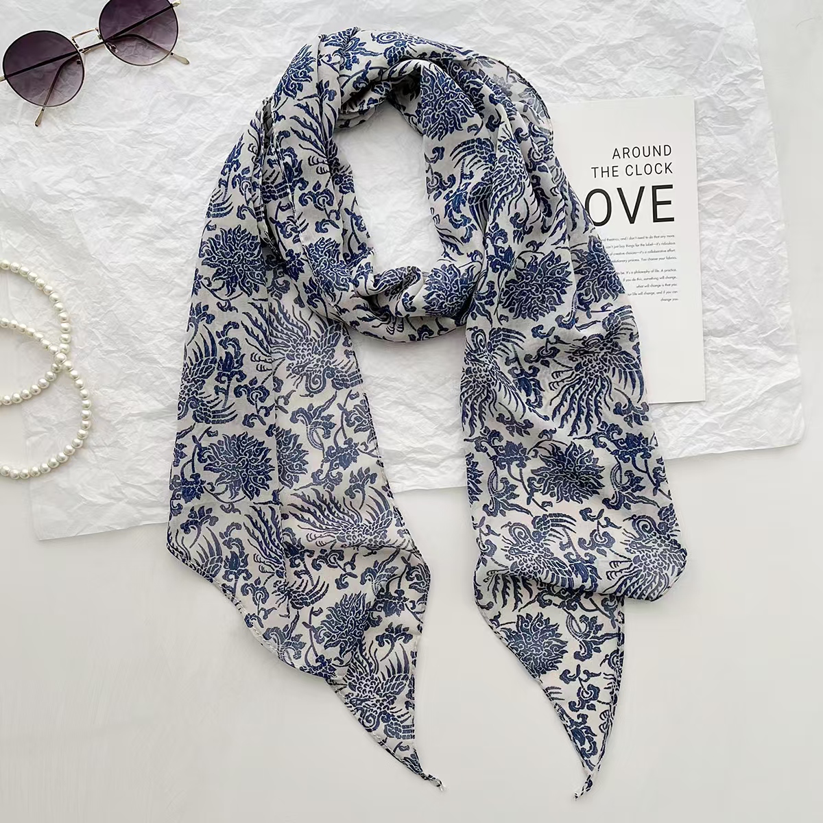 T897 new style scarf thin printed long silk scarf female fashion versatile scarf multifunctional decoration