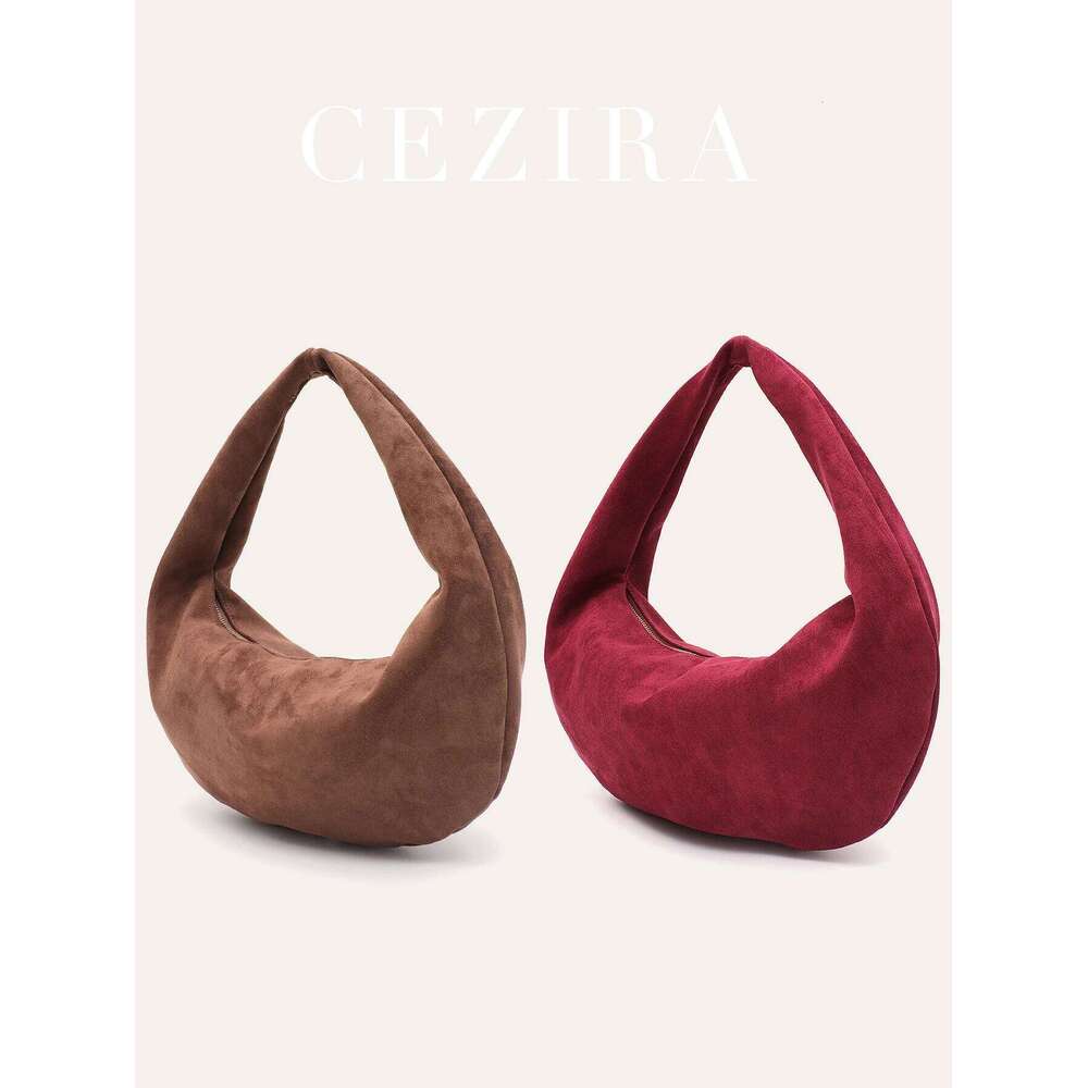 CR Minimalist Simple Hobo For Women Faux Suede Fabric Underarm Shoulder Bag Lightweight Elegant Casual Daily Handbag Versatile