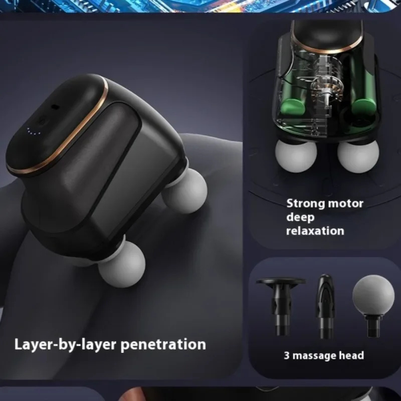 Portable Fascia Gun Muscle Massager Gun Four-head High Frequency Neck Shoulder Waist Massage Machine Professional Fascia Massage 250605