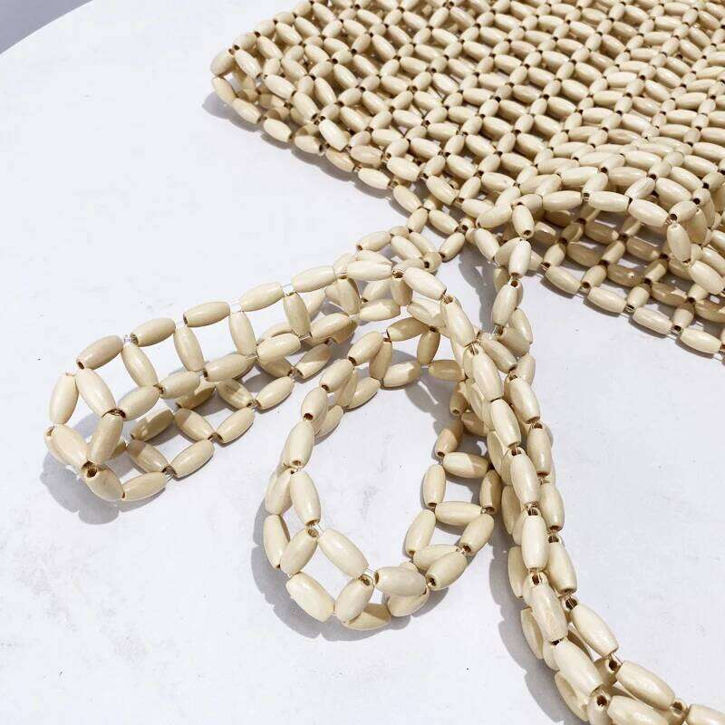 National Large Capacity Beach Tote Bags For Women Designer Handbag Purses 2025 New In Wood Woven Hollow Underarm Shoulder