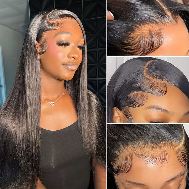 Women's Fashion Black Styling Capable Straight Hair Front 13*4 Lace Wig