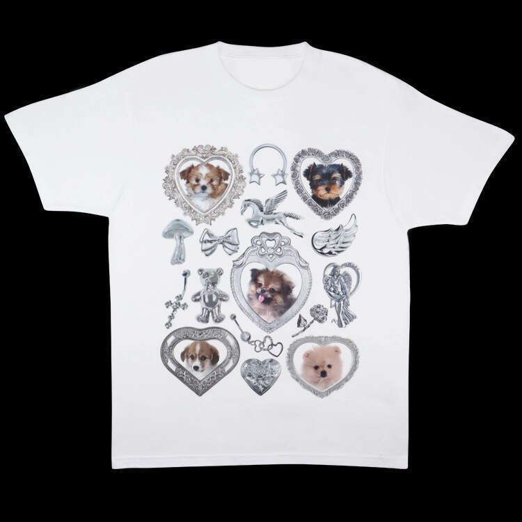 Summer Y2K Print Short Sleeve Crew Neck Top Personality Dark Cute Puppy INS Loose T-Shirt