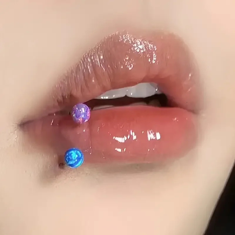 1PC Opal Ball Circular Ring Horseshoe Barbell Nose Ring Ear Tragus Cartilage Helix Earring Stud Labret Lip Ring Jewelry 250605