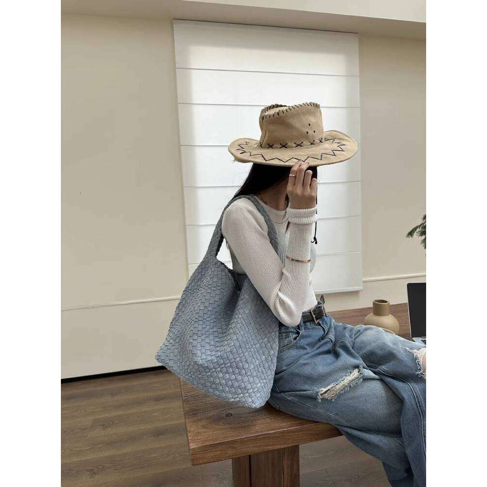 Denim Niche Design Handwoven Extra Large Capacity Tote inch Laptop Underarm Bag