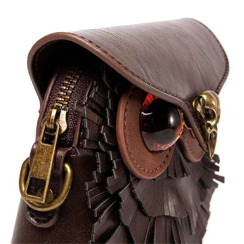 Womens Cartoon Shoulder Bag,Girls PU Leather Crossbody Bag,Coin Purse Medieval Steampunk Owl Bag For Daily Travel