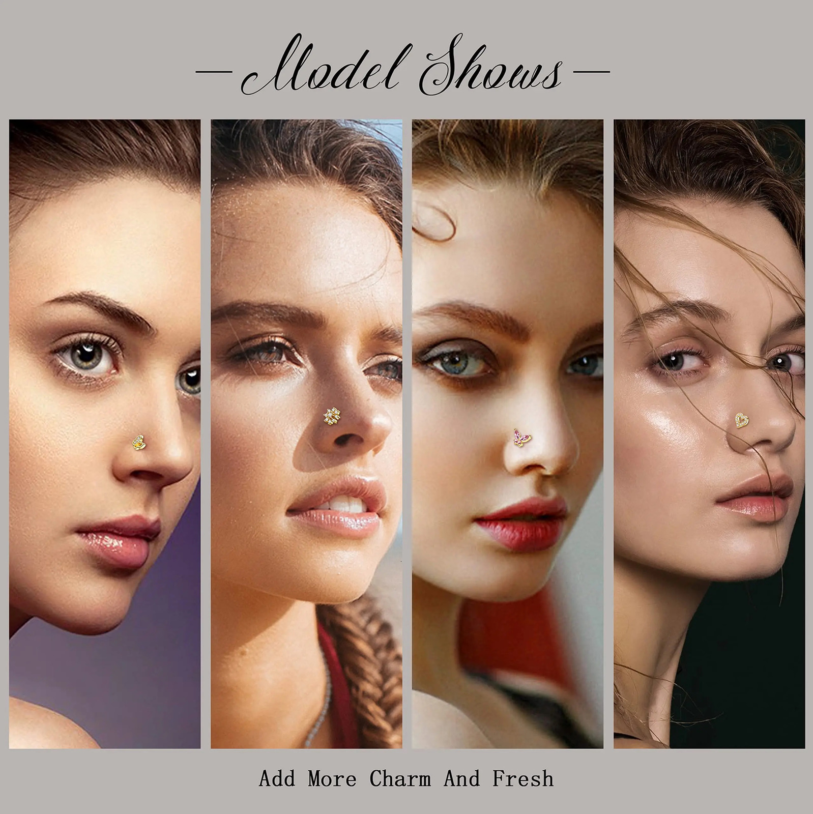 Drperfect Nose Rings Studs for Women Steel 20G Nose Hoop Corkscrew L Shaped Nose Stud Nose Ring Nose Piercing Jewelry 250605