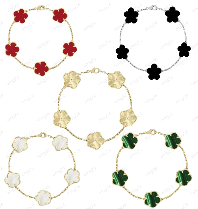4/four leaf clover bracelet women designer bracelets classical charm bracelet luxury jewlery designer for womens plated gold bracelet mother of pearl white red om01