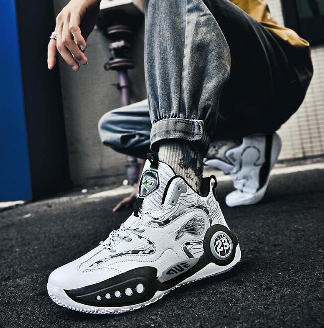 Sneakers men's spring shoes men's basketball sports shoes high help student teenager graffiti running shoes Z 6.4-4