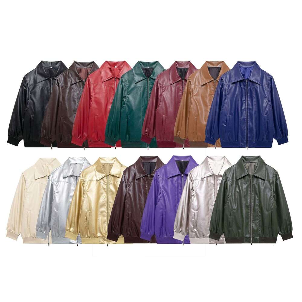 Women's Autumn Winter Casual PU Jacket Motorcycle Style Loose Leather Coat B5