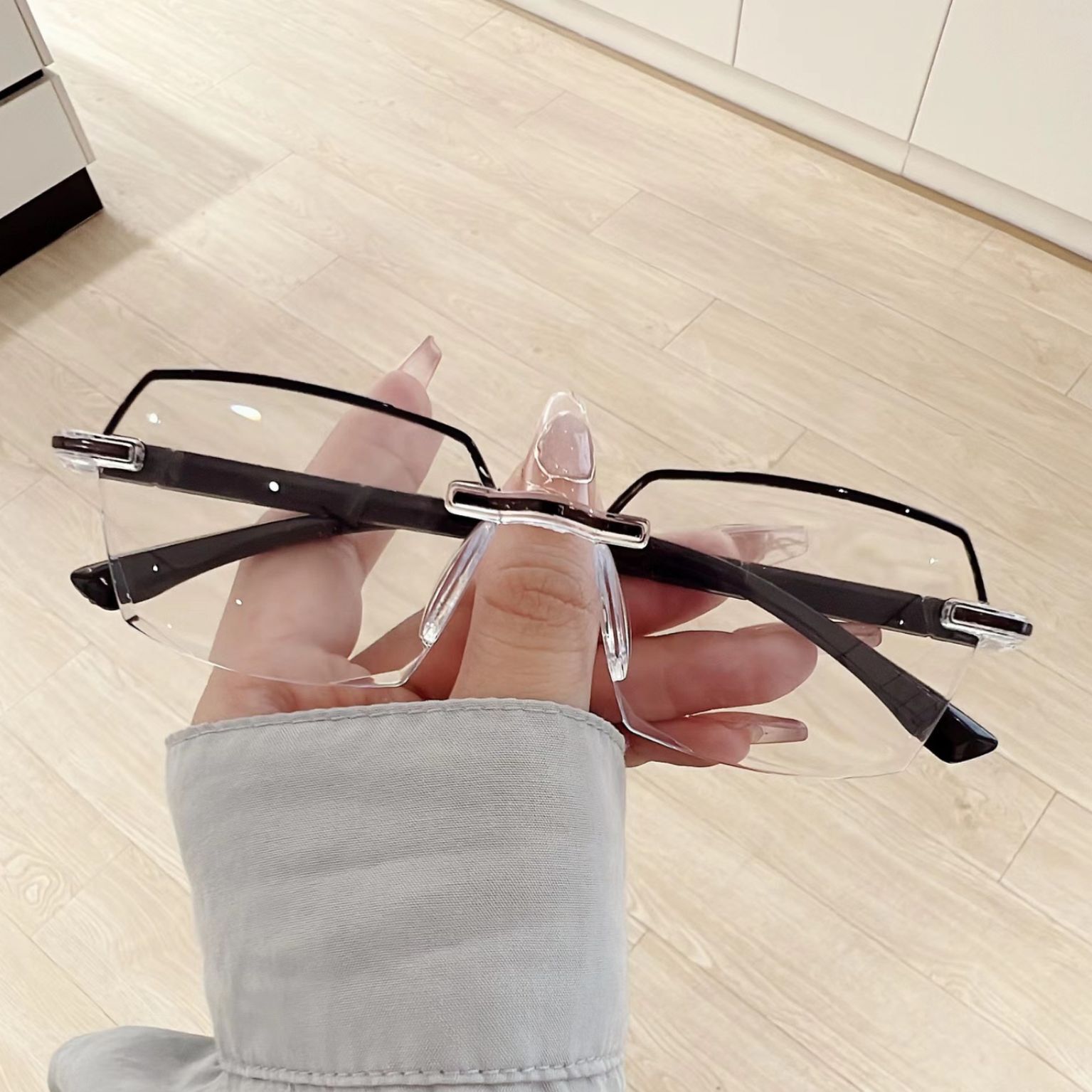 New Half-Frame Edge-Cut Smart Zoom Reading for Men and Women, Ultra-Light Large Frame Prescription Glasses