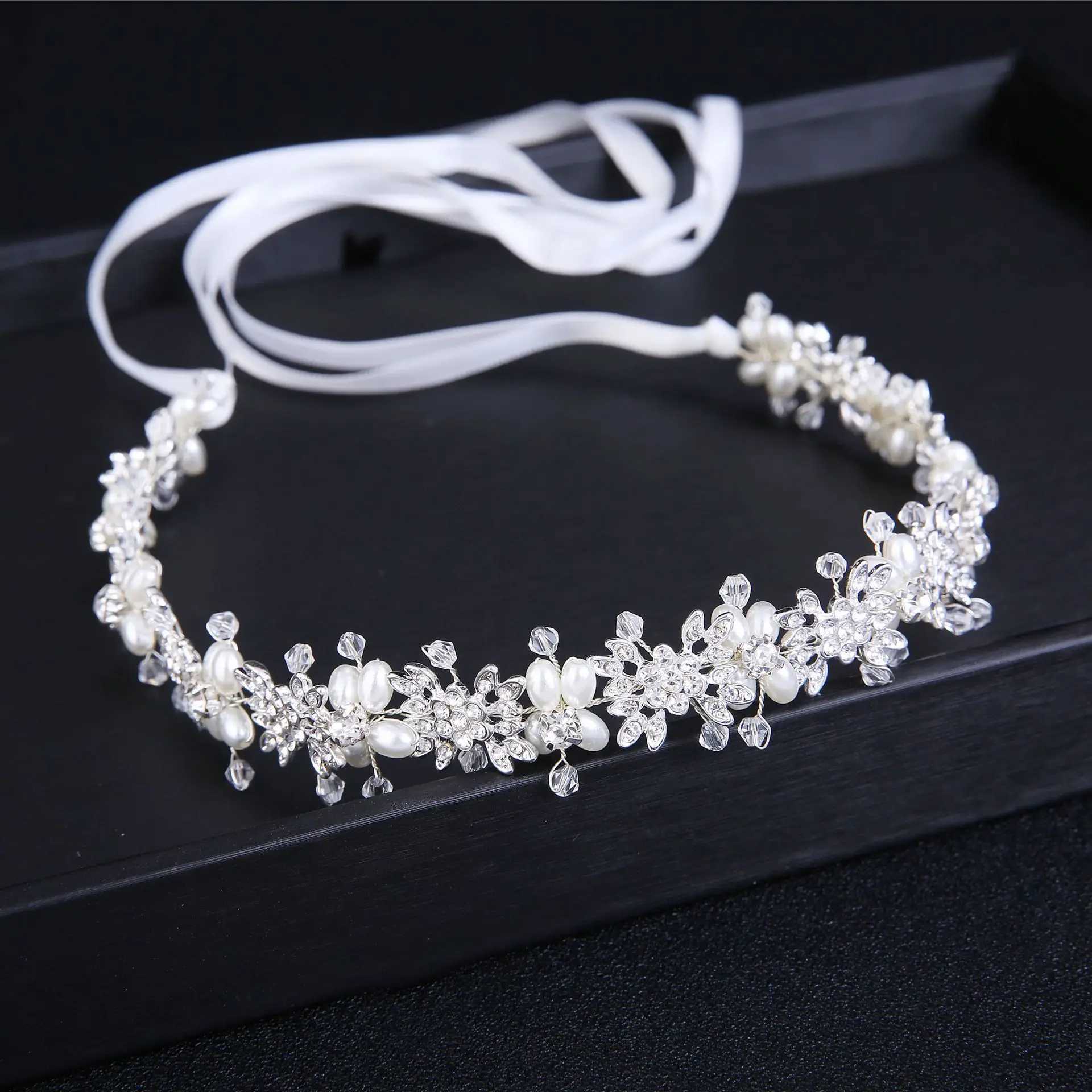 Luxury Clear Crystal Bridal Hair Vine Pearls Wedding Hair Jewelry Accessories Headpiece Women Rhinestone Pageant Crown Headbands Z250605