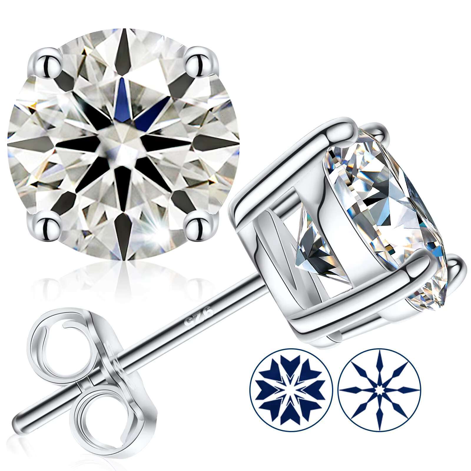 Luxury Men Women Mossanite Earrings Jewellery Gold Plated Silver 925 Pass Diamond Tester Real VVS Moissanite Stud Ear Rings