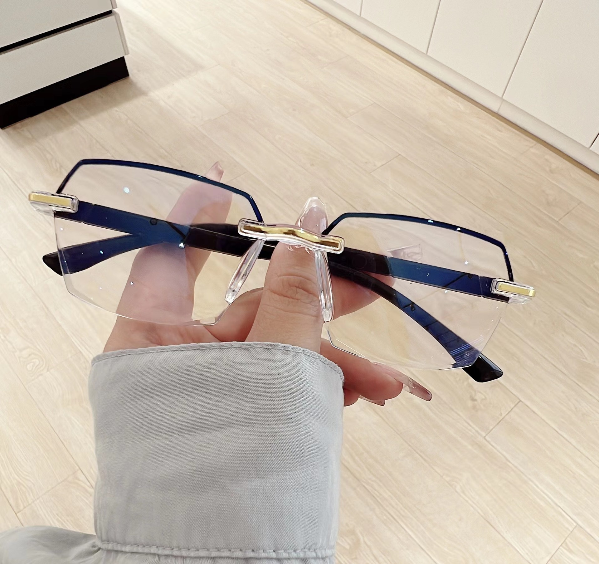 New Half-Frame Edge-Cut Smart Zoom Reading for Men and Women, Ultra-Light Large Frame Prescription Glasses