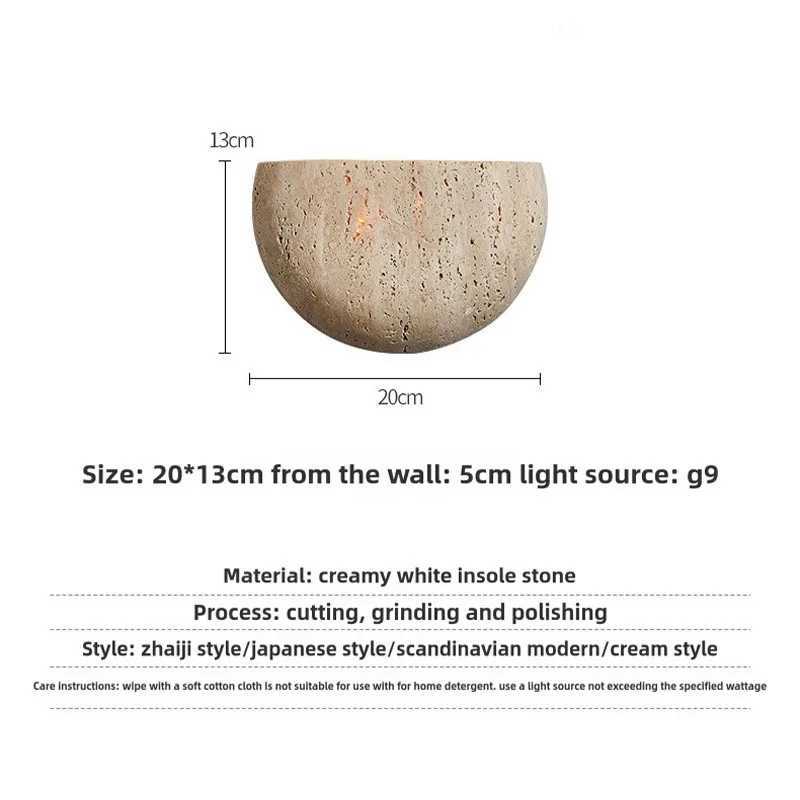 Wabi-sabi stone retro living room wall porch corridor homestay cafe atmosphere bedroom bedside wall lamp Z250605