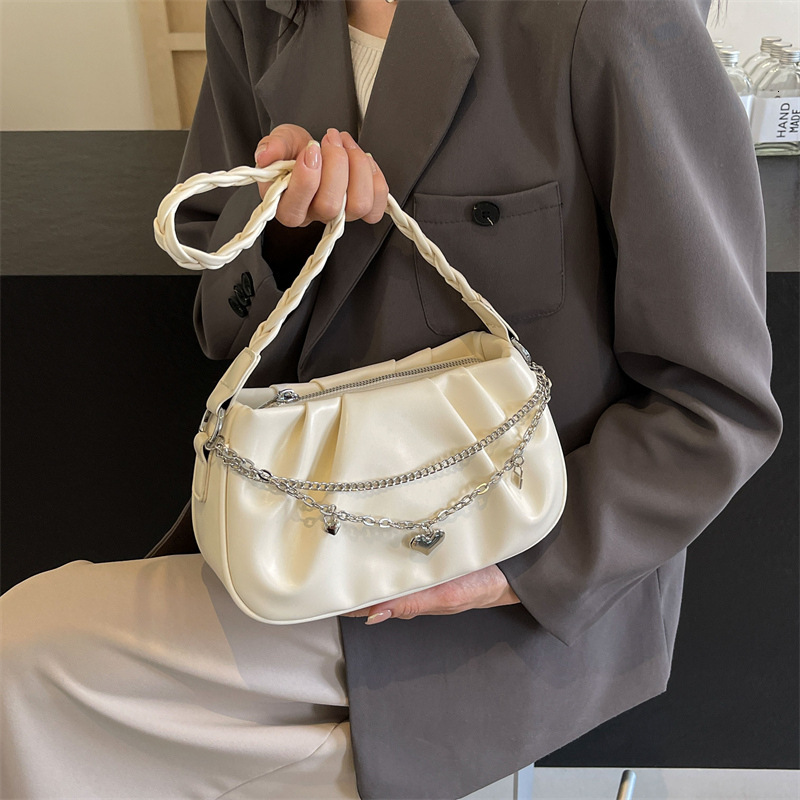 Free Shipping Designer Bag Shoulder Korean Version Pleated Niche Crossbody Chain Texture Simple And Versatile Commuting Bag For Women