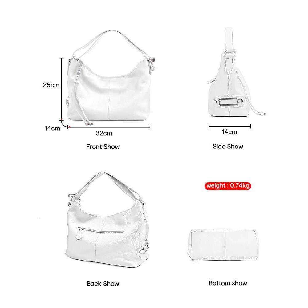 Zency 100% Genuine Leather Women Hobo Bag White Lady Tassel Shoulder Bags Classic Red Handbag Crossbody Purse 2024 Trendy 2025/06/06