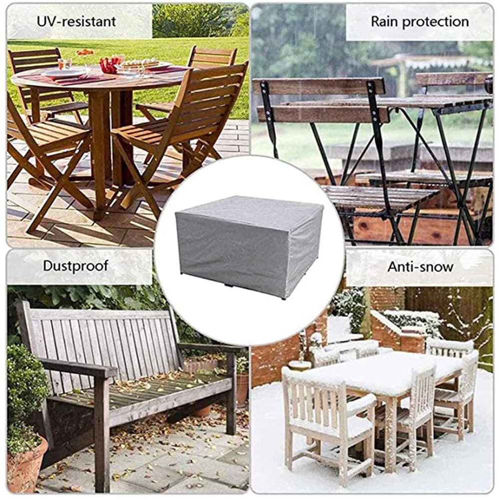 210D Heavy duty Waterproof Patio Furniture Cover Rectangular Garden Rain Snow Outdoor Cover for Sofa Table Chair Wind-Proof 250530