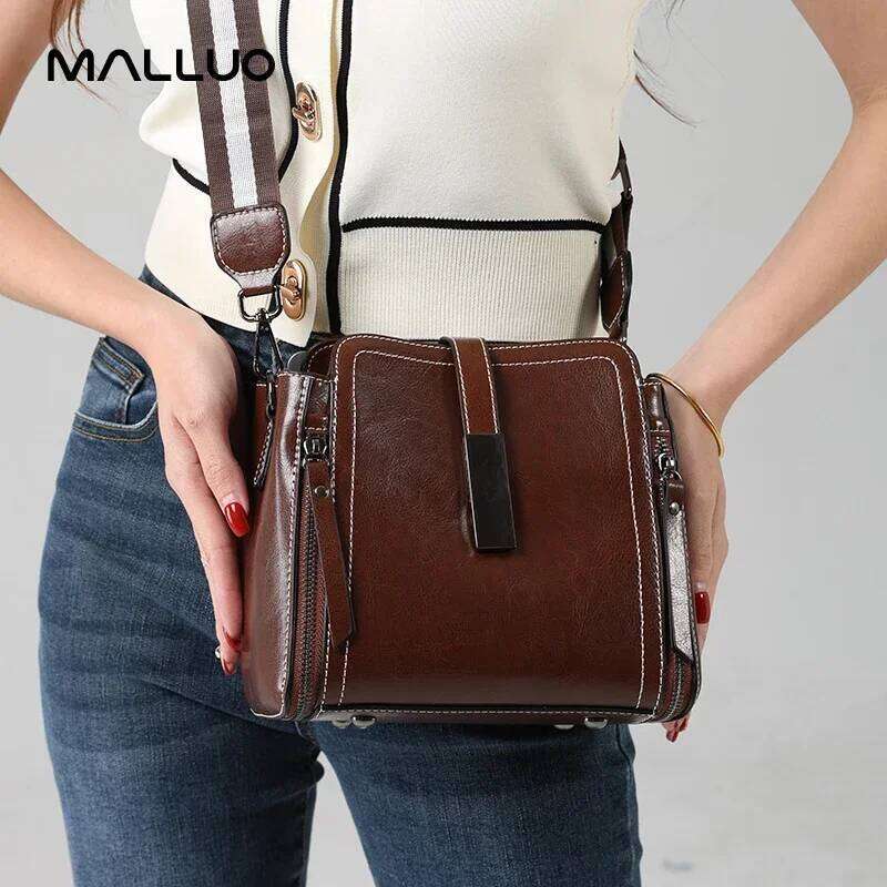 Designer Bags 2025 Women Cow Leather Shoulder Bags Lady Cowhide Designer Handbag Female Fashion Retro Crossbody Bag For Ladies Bucket Totes Luxury Bag