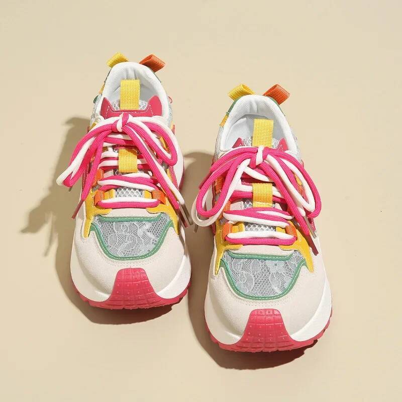 Ddmyoutdoor Sneakers Women S Platform Sports Leisure Lace Up Vulcanize For Outdoor Casual Running Walking Shoes Outdoor Shoes