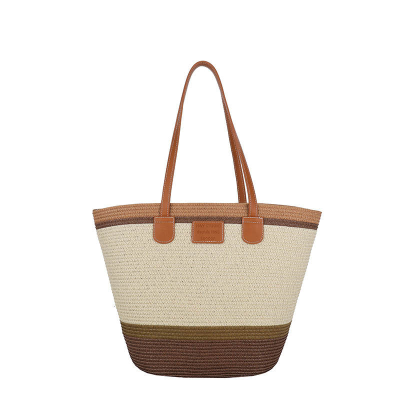 designer Straw Woven Bag for Women Large Capacity 2025 New Vacation Beach Bag Woven Bucket Bag Tote Bag Commuter Tote Bag Trendy
