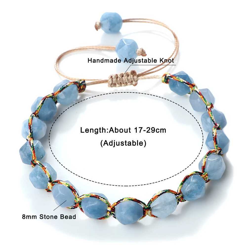 8mm Cut Surface Natural Stone Tiger Eye Stone Yellow Agate Bead Bracelet Elastic Handmade Bohemian Style Bracelets Jewelry Women W250606