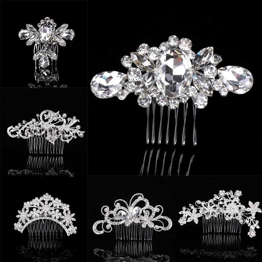 Princess Hair Combs Girls Party Bridal Hair Accessories Headdress Crown Crystal Pearl Wedding Bridal Hair Accessories Headdress Z250605