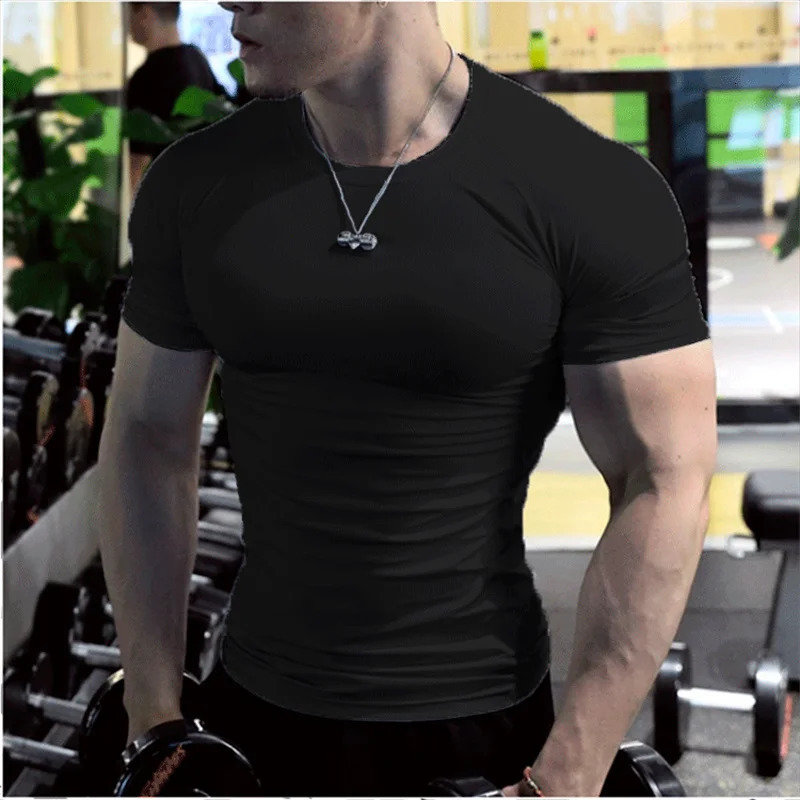 Summer Male t-Shirt Casual Soild White t Shirts Men Short Sleeve Top Oversized Compression Gym t-Shirts Streetwear Man Clothing 250605