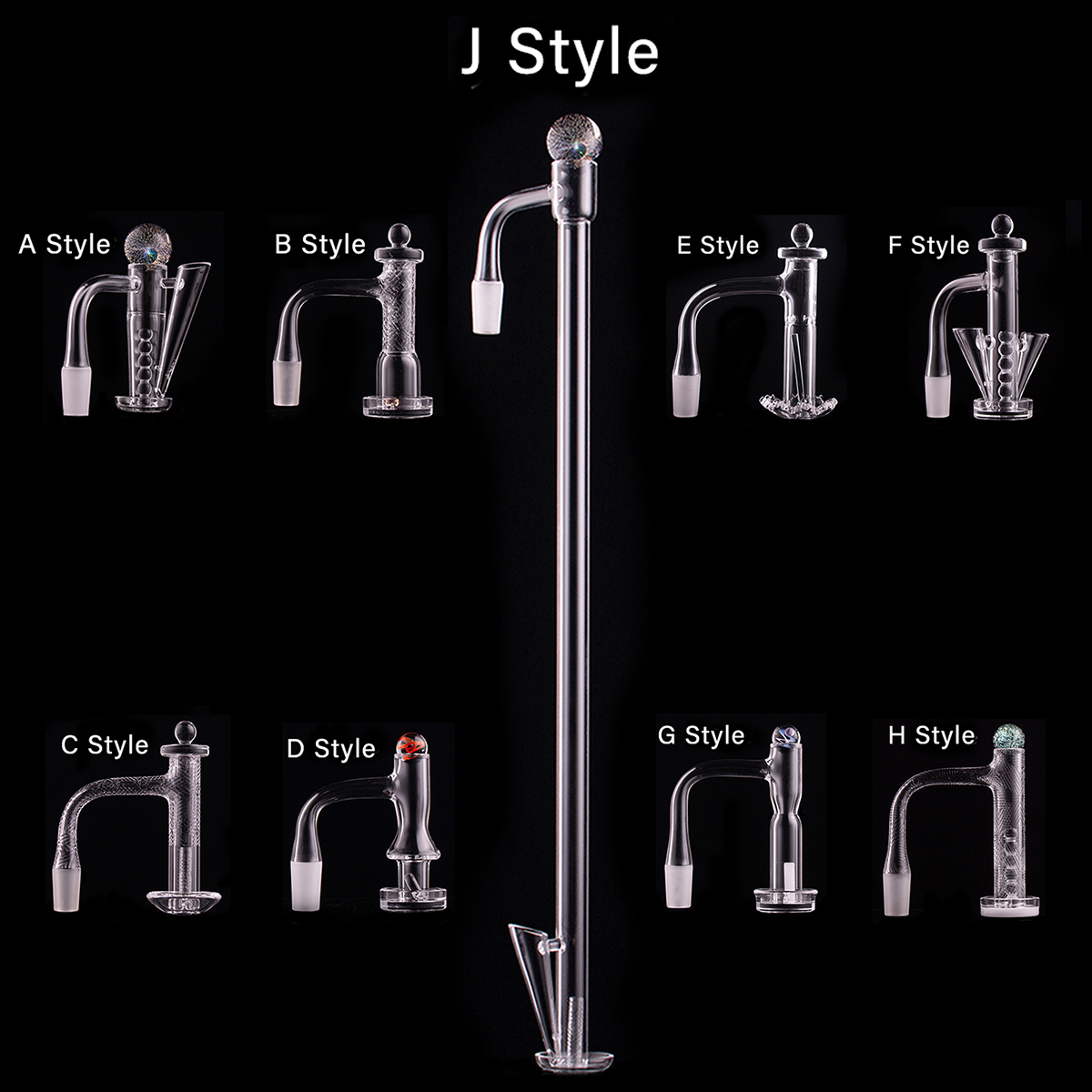 Quartz Banger Full Weld Beveled Edge Smoking Slide Terp Slurper Set 10 Style 10mm/14mm Joint with Carb Cap and Terp Pearls for Glass Bongs Dab Rigs