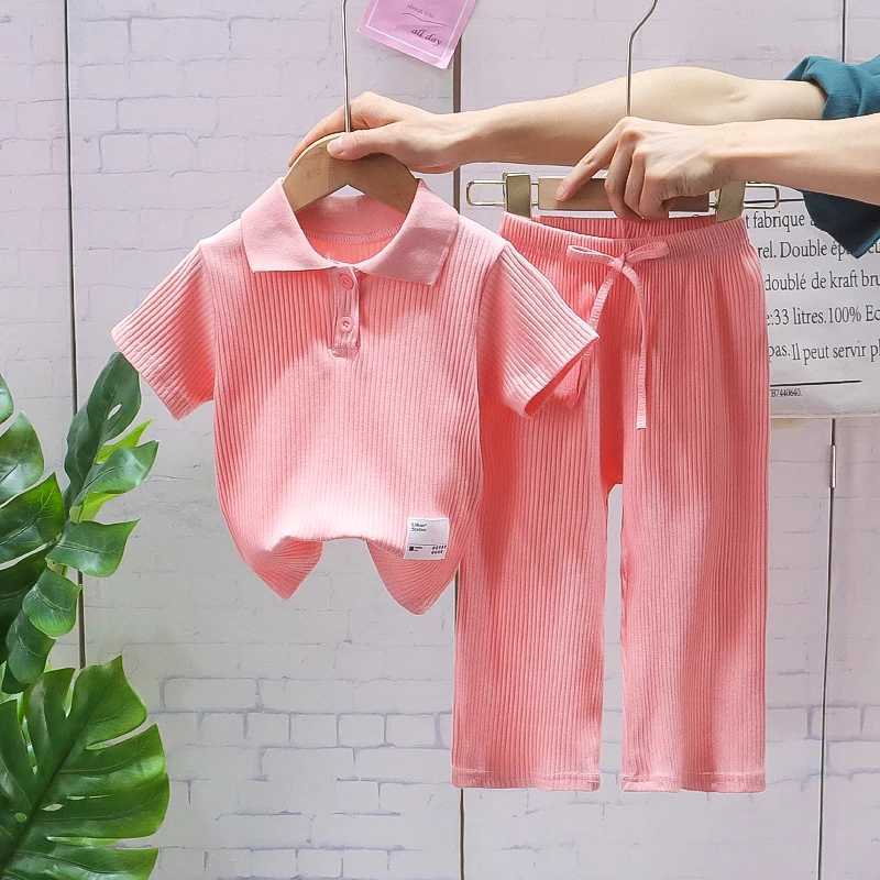 New Summer Baby Girl Clothes Suit Children Fashion Solid T-Shirt Pants 2Pcs/Sets Toddler Casual Costume Infant Kids Tracksuits R250606
