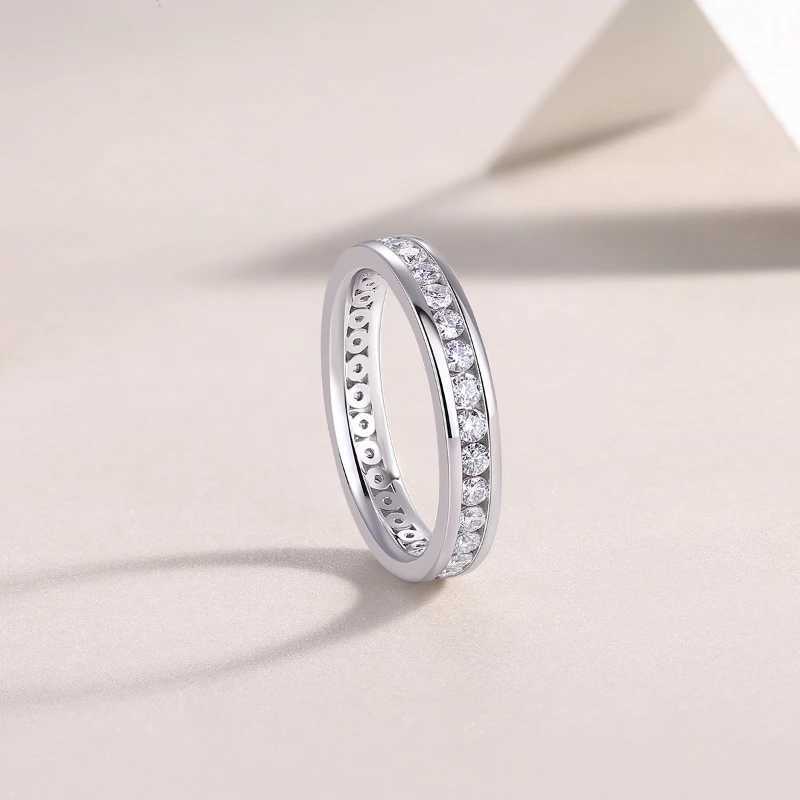 925 Sterling Silver 2mm Moissanite Ring Eternity Sparkling Full Body Luxury Diamond Ring Wedding Jewelry GRA W250606