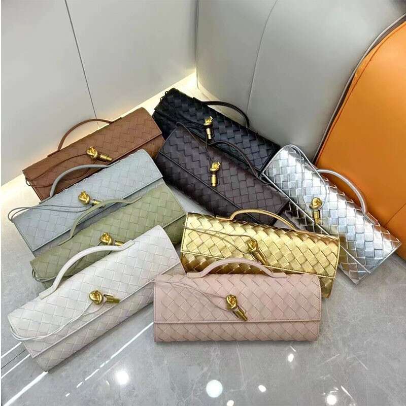 2025 Spring/Summer New Genuine Leather Evening Niche Casual Versatile Horizontal Handbag Handwoven Women's Bag