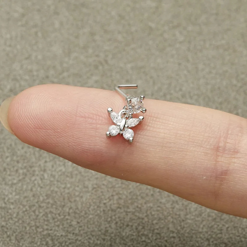 Dangle Nose Rings for Women Cross Nose Piercing Jewelry L shape Nose studs Body Jewelry 250605