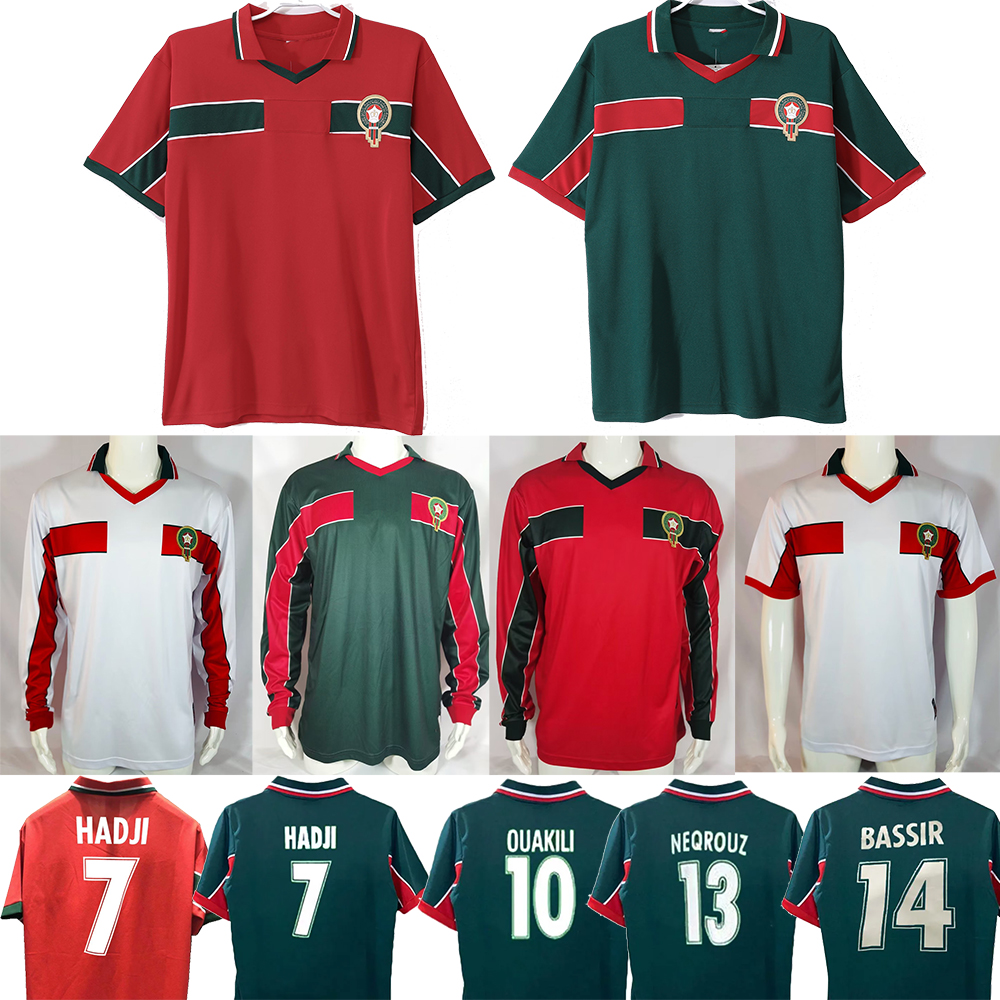 1998 Morocco Retro Soccer Jerseys 98 ELHADRIOUI HADJI OUAKILI NEQROUZ BASSIR ABRAMI Home Away Classic Vintage Football Shirt MEN kids kit Camiseta Futbol Shirts