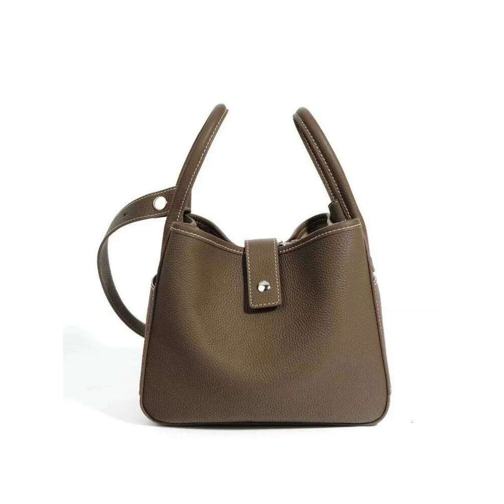 Casual Womens New Retro Office Soft Bucket Cowhide Genuine Leather Handbag Designer Single Shoulder Underarm Bag