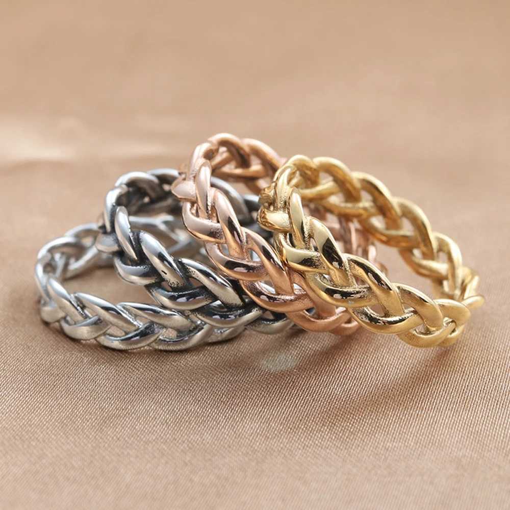Vintage Stainless Steel Braided Celtics Knot Ring Punk Couple Simple Silver Color/Gold Ring Men Women Fashion Jewelry Wholesale W250606
