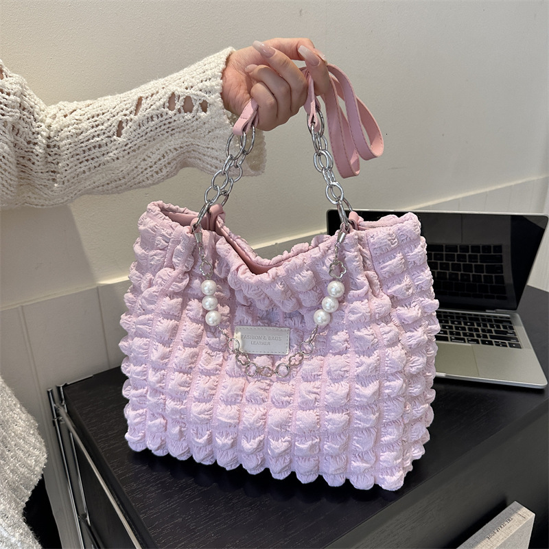 designer 2025 New Fashion Bubble Plaid Handbag Shoulder Large Capacity Tote Bag for Women Supports Wholesale and Mixed Orders